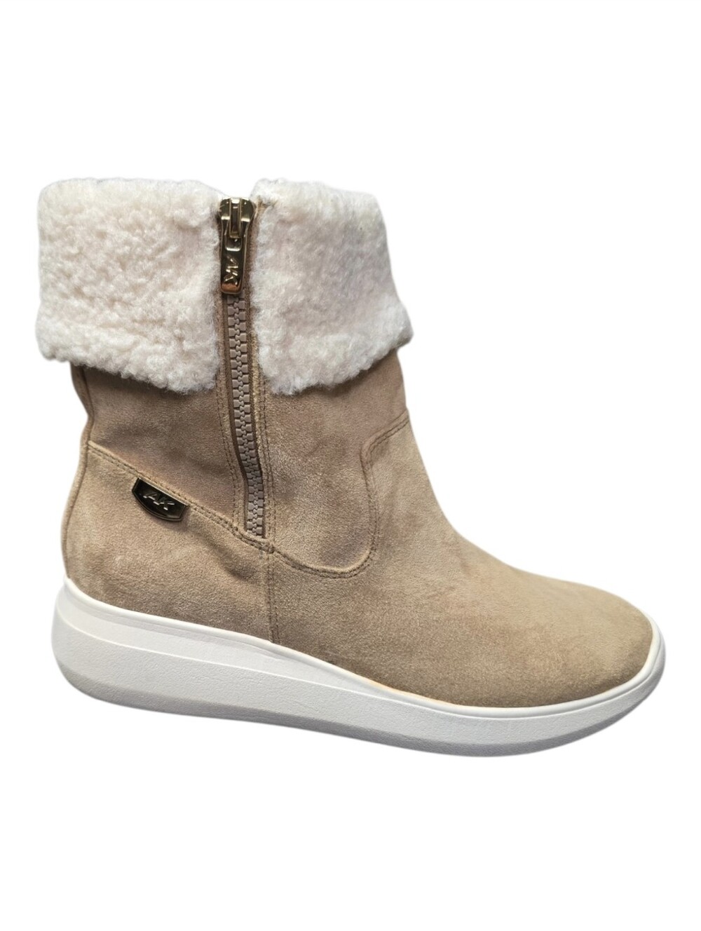 Anne Klein AK Sport Faux Fur Trim Suede Ankle Boots